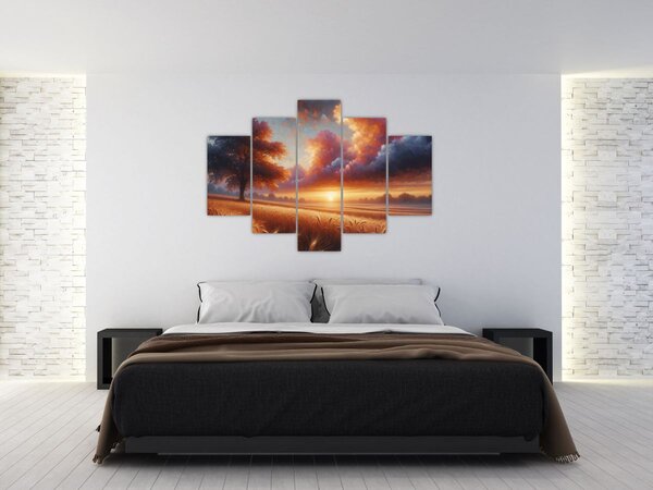 Slika – Zalazak sunca na polju (150x105 cm)