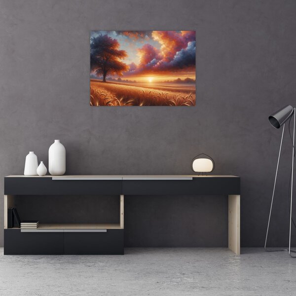 Slika – Zalazak sunca na polju (70x50 cm)