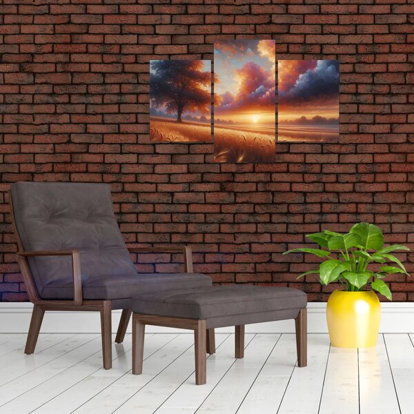 Slika – Zalazak sunca na polju (90x60 cm)