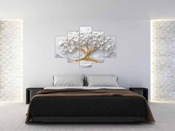 Slika – 3D elegantno drvo života puno cvijeća (150x105 cm)