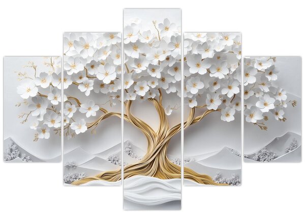 Slika – 3D elegantno drvo života puno cvijeća (150x105 cm)