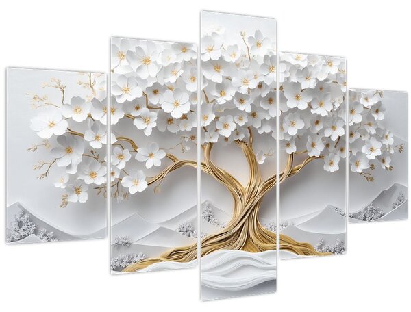 Slika – 3D elegantno drvo života puno cvijeća (150x105 cm)