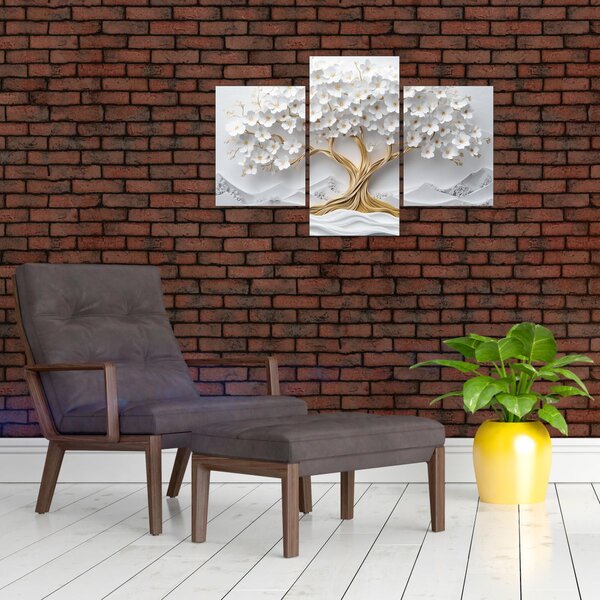 Slika – 3D elegantno drvo života puno cvijeća (90x60 cm)