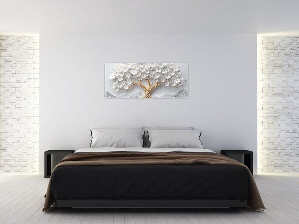 Slika – 3D elegantno drvo života puno cvijeća (120x50 cm)