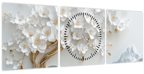 Slika – 3D elegantno drvo života (sa satom) (90x30 cm)