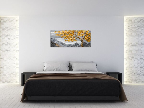 Slika – Drvo sa zlatnim lišćem (120x50 cm)