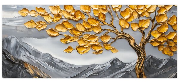 Slika – Drvo sa zlatnim lišćem (120x50 cm)
