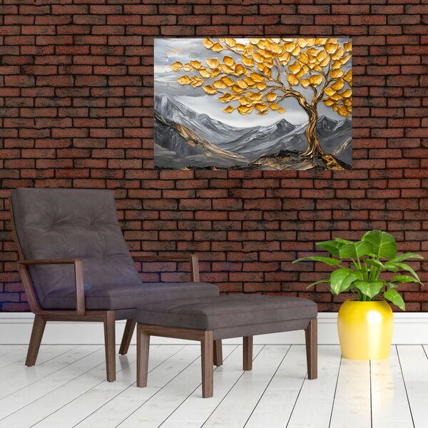 Slika – Drvo sa zlatnim lišćem (90x60 cm)