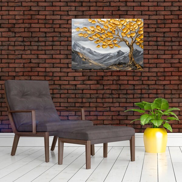 Slika – Drvo sa zlatnim lišćem (70x50 cm)