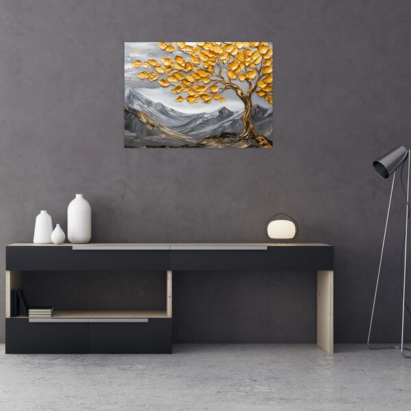 Slika – Drvo sa zlatnim lišćem (70x50 cm)