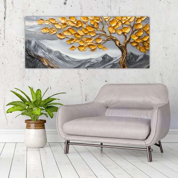 Slika – Drvo sa zlatnim lišćem (120x50 cm)