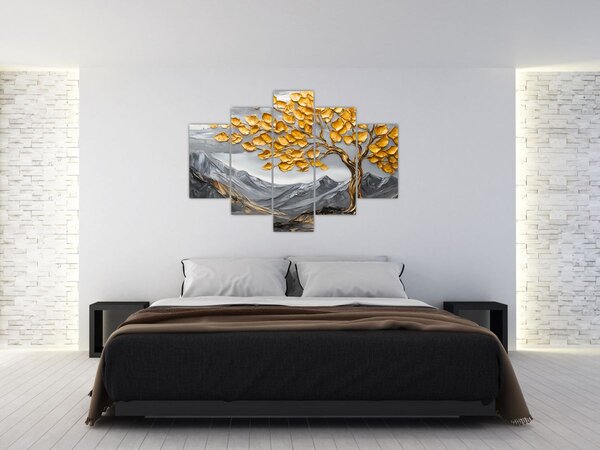 Slika – Drvo sa zlatnim lišćem (150x105 cm)
