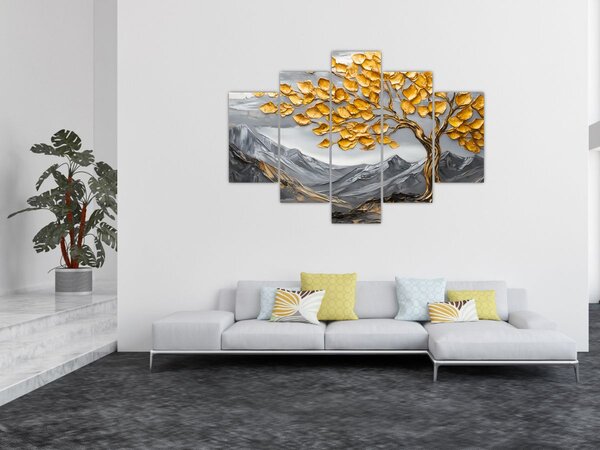 Slika – Drvo sa zlatnim lišćem (150x105 cm)