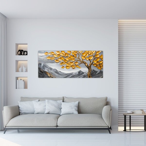 Slika – Drvo sa zlatnim lišćem (120x50 cm)