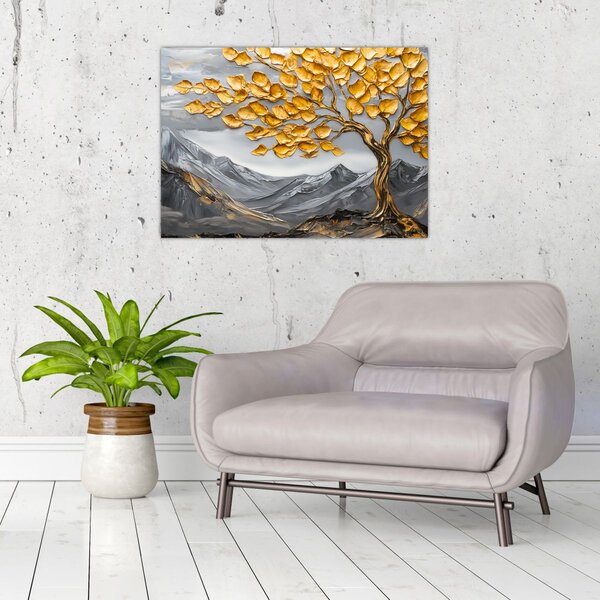 Slika – Drvo sa zlatnim lišćem (70x50 cm)