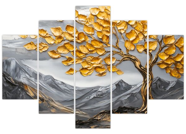Slika – Drvo sa zlatnim lišćem (150x105 cm)