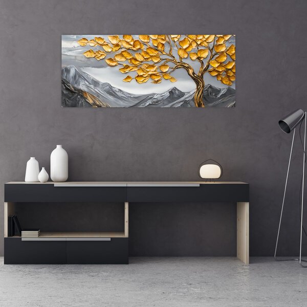 Slika – Drvo sa zlatnim lišćem (120x50 cm)