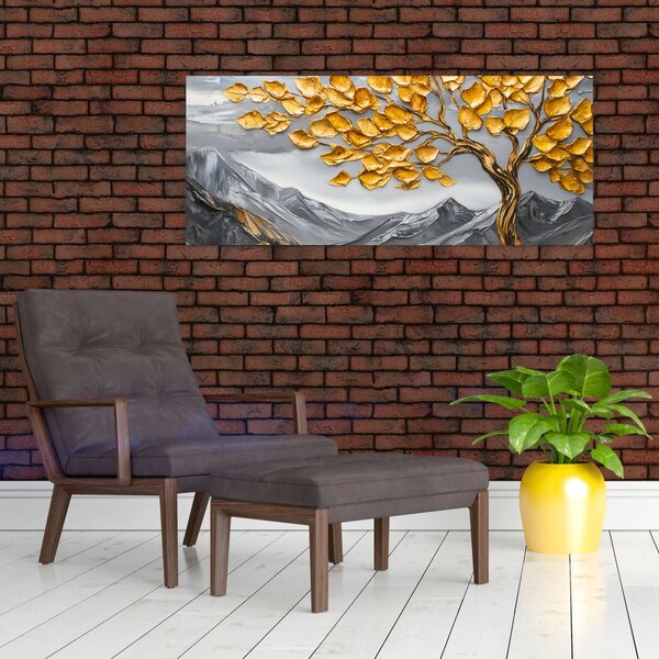 Slika – Drvo sa zlatnim lišćem (120x50 cm)