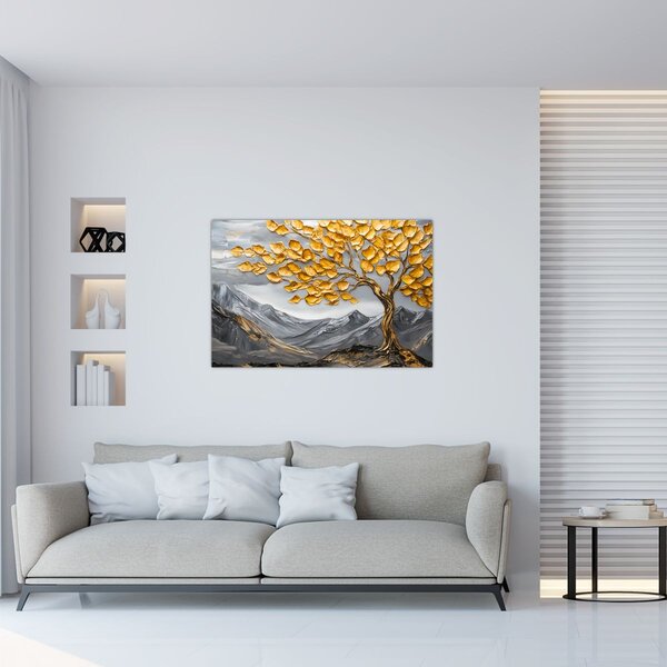 Slika – Drvo sa zlatnim lišćem (90x60 cm)