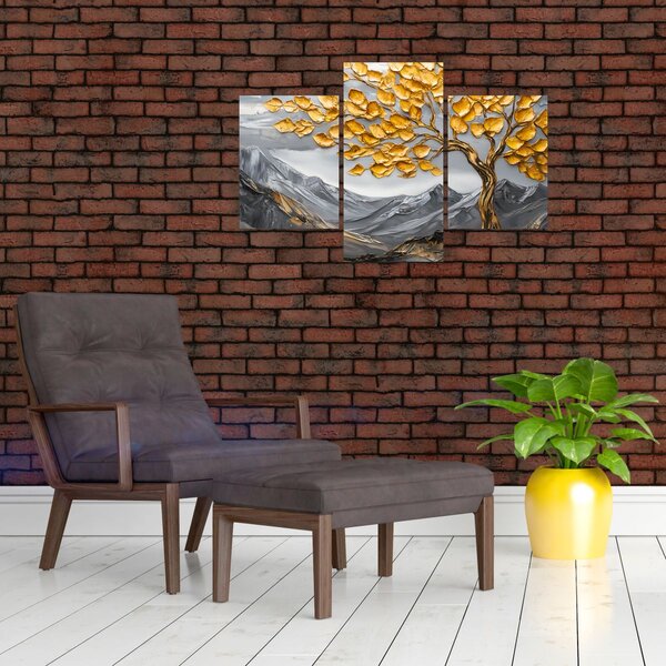 Slika – Drvo sa zlatnim lišćem (90x60 cm)