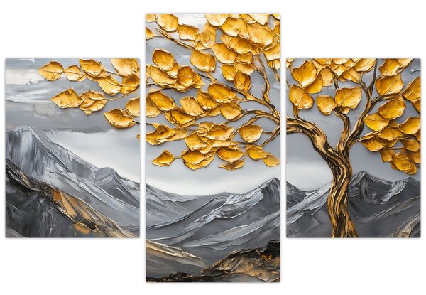 Slika – Drvo sa zlatnim lišćem (90x60 cm)
