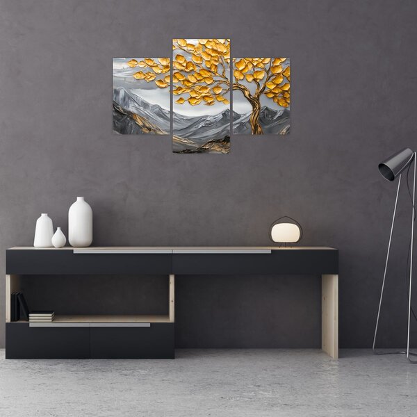 Slika – Drvo sa zlatnim lišćem (90x60 cm)