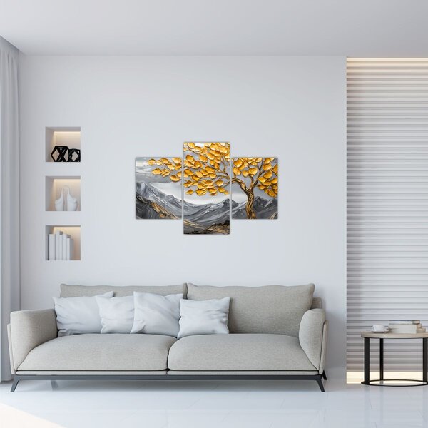 Slika – Drvo sa zlatnim lišćem (90x60 cm)