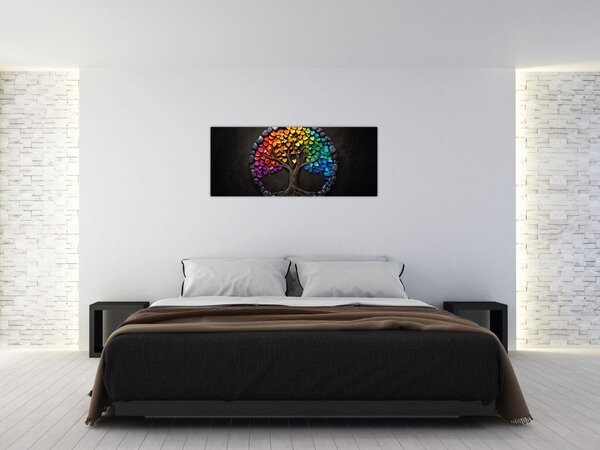 Slika – Drvo puno šarenih srca (120x50 cm)