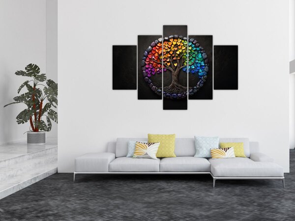 Slika – Drvo puno šarenih srca (150x105 cm)