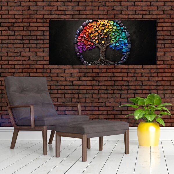 Slika – Drvo puno šarenih srca (120x50 cm)