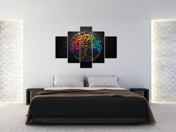 Slika – Drvo puno šarenih srca (150x105 cm)