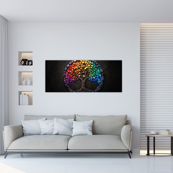 Slika – Drvo puno šarenih srca (120x50 cm)