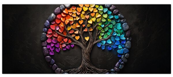 Slika – Drvo puno šarenih srca (120x50 cm)