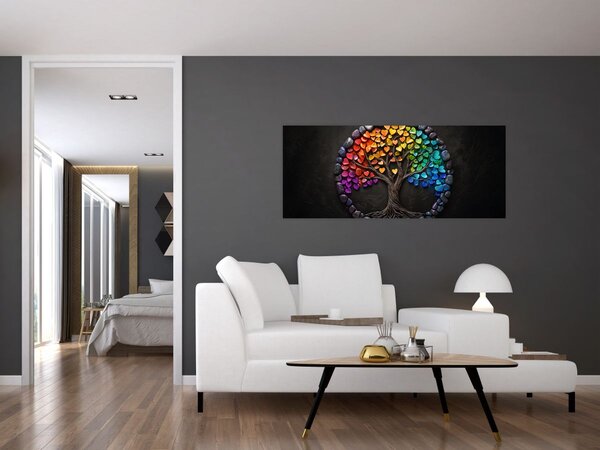 Slika – Drvo puno šarenih srca (120x50 cm)