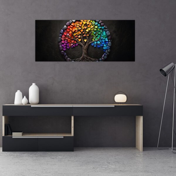 Slika – Drvo puno šarenih srca (120x50 cm)