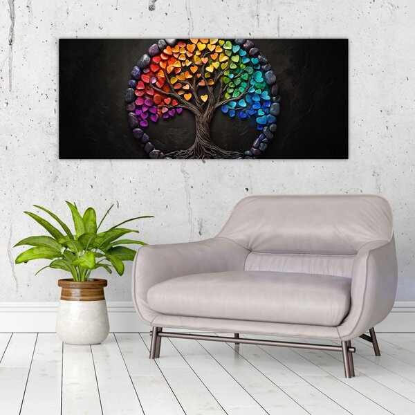 Slika – Drvo puno šarenih srca (120x50 cm)