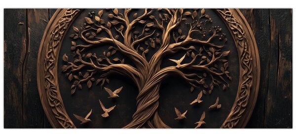 Slika – Drveno drvo života (120x50 cm)