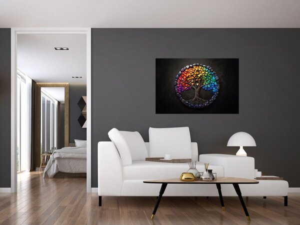 Slika – Drvo puno šarenih srca (90x60 cm)