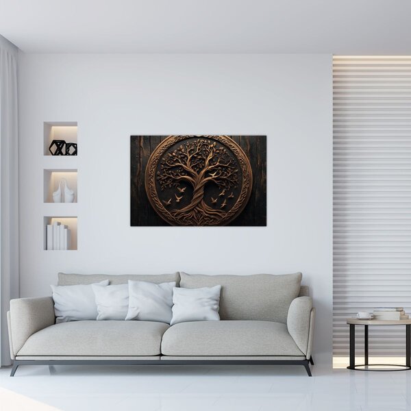 Slika – Drveno drvo života (90x60 cm)