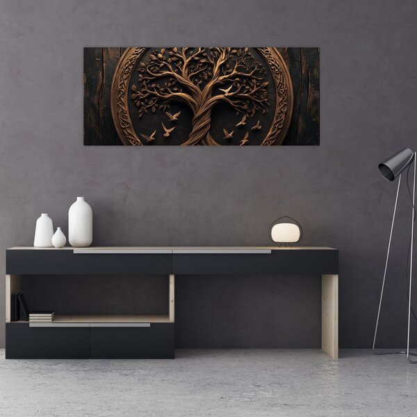 Slika – Drveno drvo života (120x50 cm)