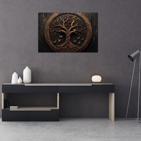 Slika – Drveno drvo života (90x60 cm)