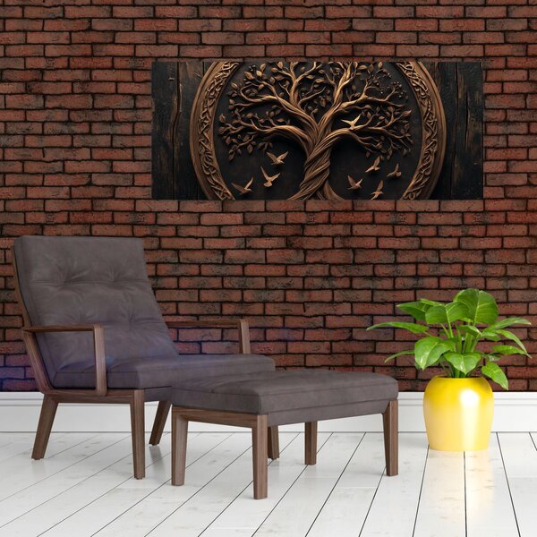 Slika – Drveno drvo života (120x50 cm)