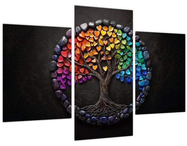 Slika – Drvo puno šarenih srca (90x60 cm)