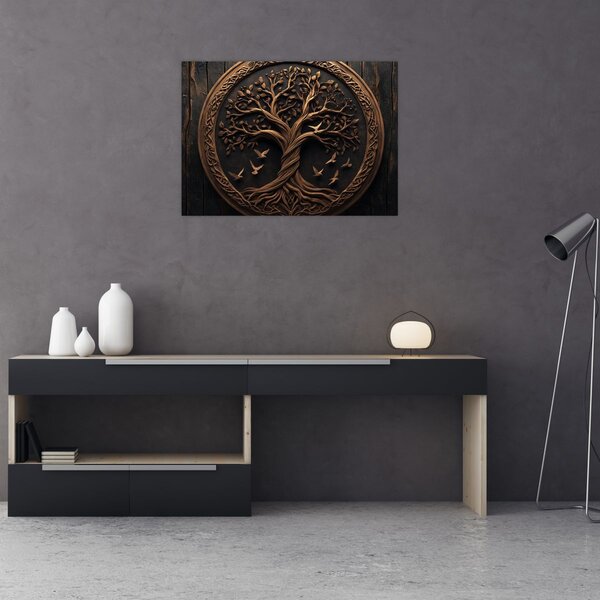 Slika – Drveno drvo života (70x50 cm)