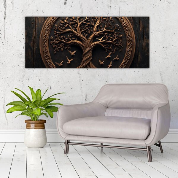 Slika – Drveno drvo života (120x50 cm)