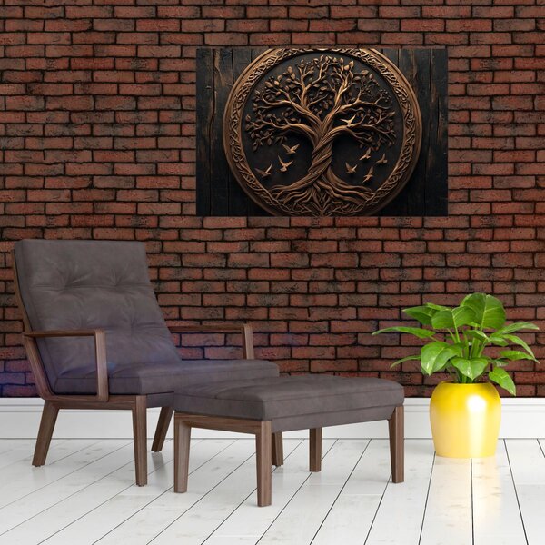 Slika – Drveno drvo života (90x60 cm)