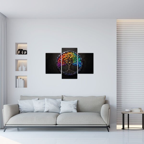 Slika – Drvo puno šarenih srca (90x60 cm)