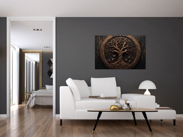 Slika – Drveno drvo života (90x60 cm)