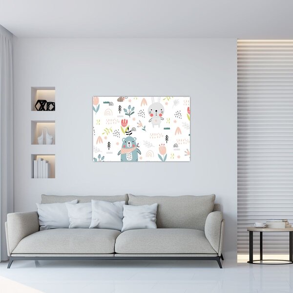Slika - Životinje na livadi (90x60 cm)