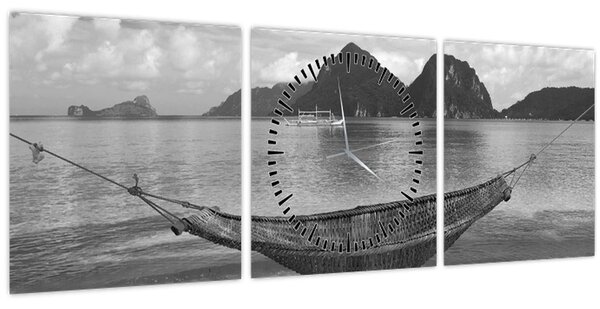 Slika - Viseća mreža na plaži (sa satom) (90x30 cm)